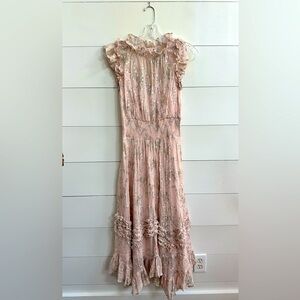 Rebecca Taylor Pale Pink Silk and Metallic Dress